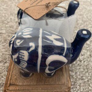 NIP Cobalt Blue Festive Elephant Salt & Pepper Shakers